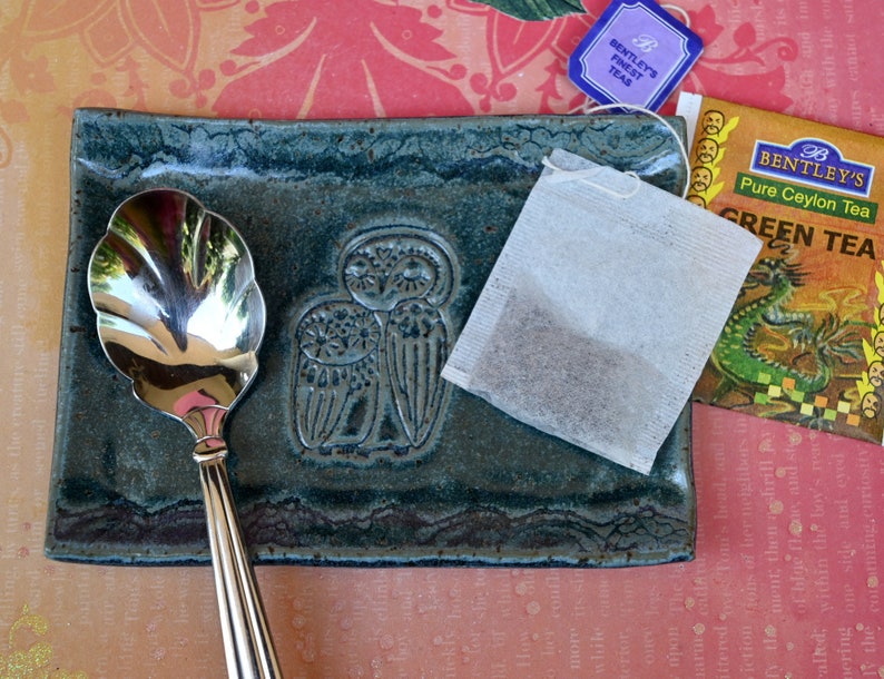 Owl soap holder. Soap dish. Owl spoon rest. Ring holder. Owl ring holder. Owl tea bag rest. Owl dish. Owl jewelry holder. Owl mama and baby