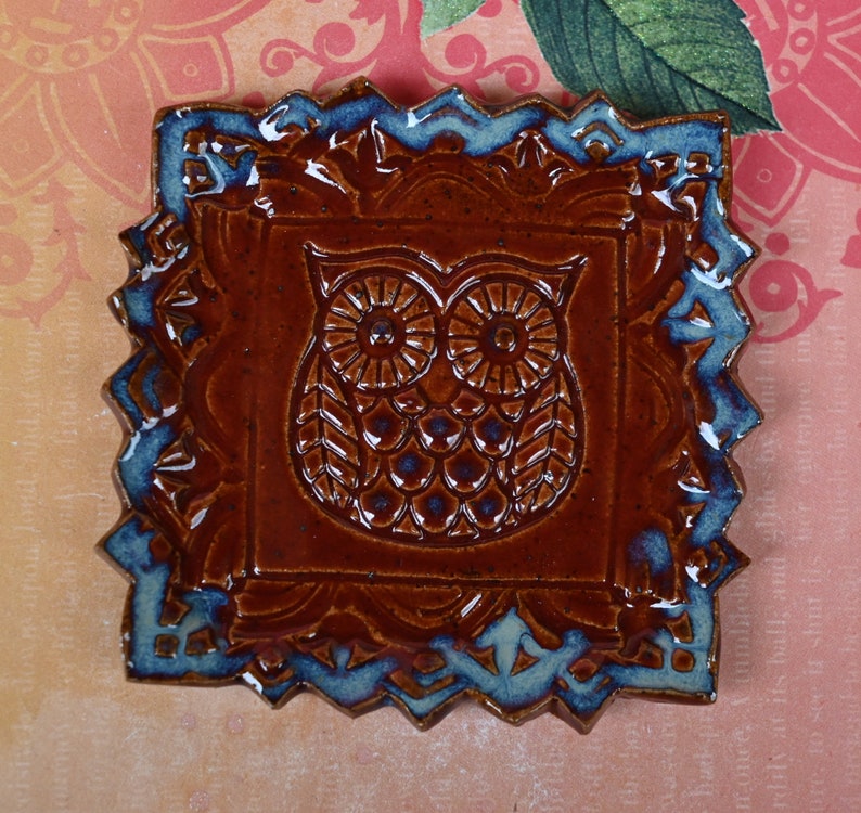 Owl trinket dish. Teaspoon rest. Tea bag rest. Spoon rest. Ring holder. Owl jewelry holder. Trinket dish. Tea light holder. Chopstick rest.