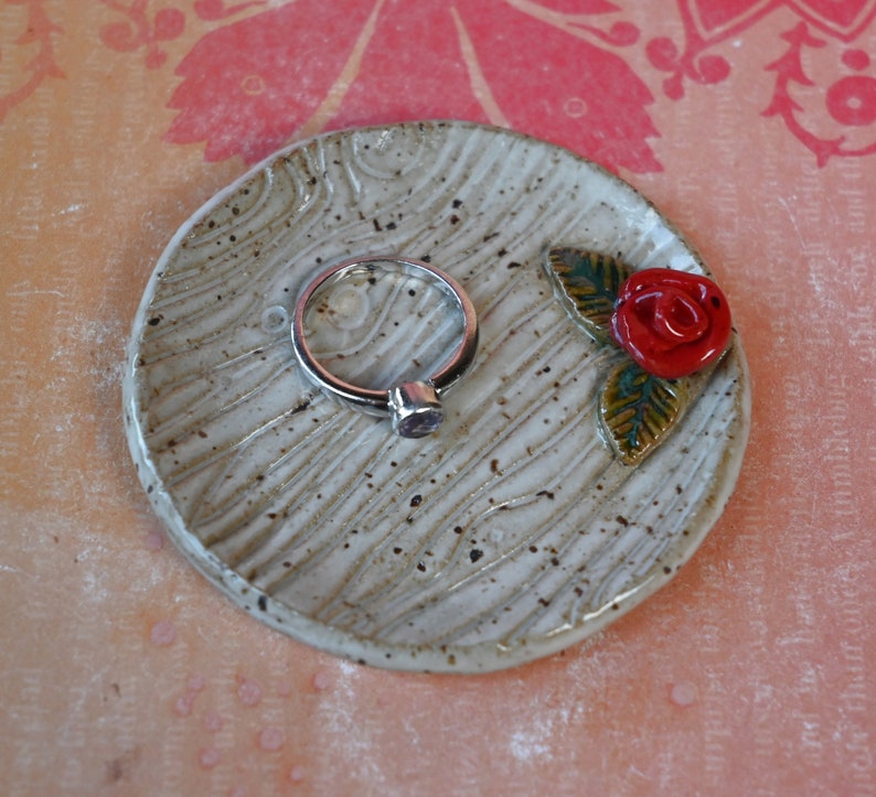 Rose teeny ring holder. Tea bag rest. Teaspoon rest. Coffee spoon rest. Sushi chopstick rest. Tea bag rest. Pill holder. Trinket dish