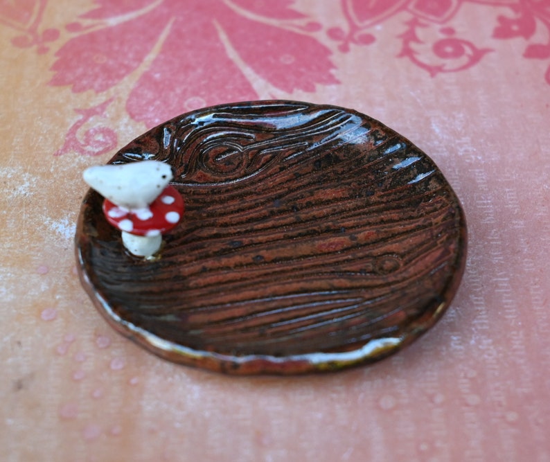 Peace Dove ring dish. Mushroom ring holder. Tea bag rest Teaspoon rest. Coffee spoon rest. Sushi chopstick rest. Pill holder. Trinket dish