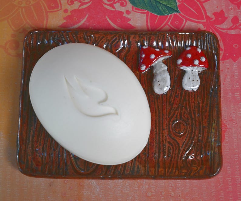 Amanita mushroom spoon rest. Tea bag rest. Mushroom tea bag rest. Jewelry holder. Soap holder. Valentine gift. Trinket dish.