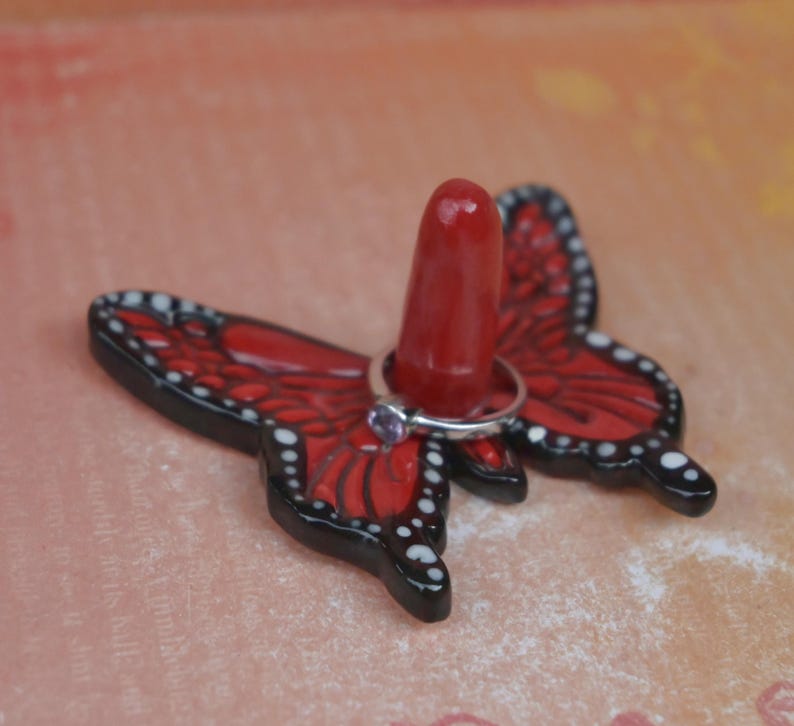 Butterfly ring holder. Monarch ring holder. Ceramic ring holder. Moth ring holder. Wedding ring holder. Butterfly ring storage