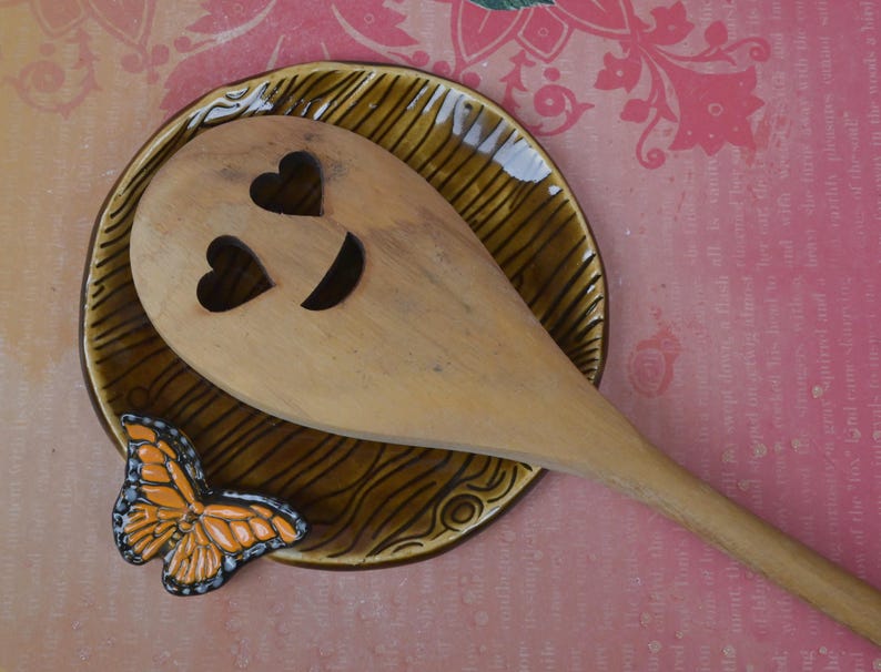 Monarch butterfly spoon rest. Ring holder. Teaspoon rest. Tea bag rest. Soap holder. Woodland ring holder. Butterfly plate. Trinket dish