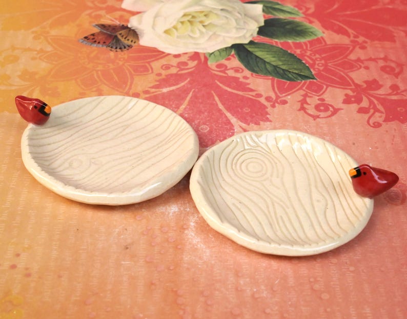 Red Cardinal ring holder. Tea bag rest. Teaspoon rest. Ring holder. Trinket dish. Chopstick rest. Pill holder. Tea light holder