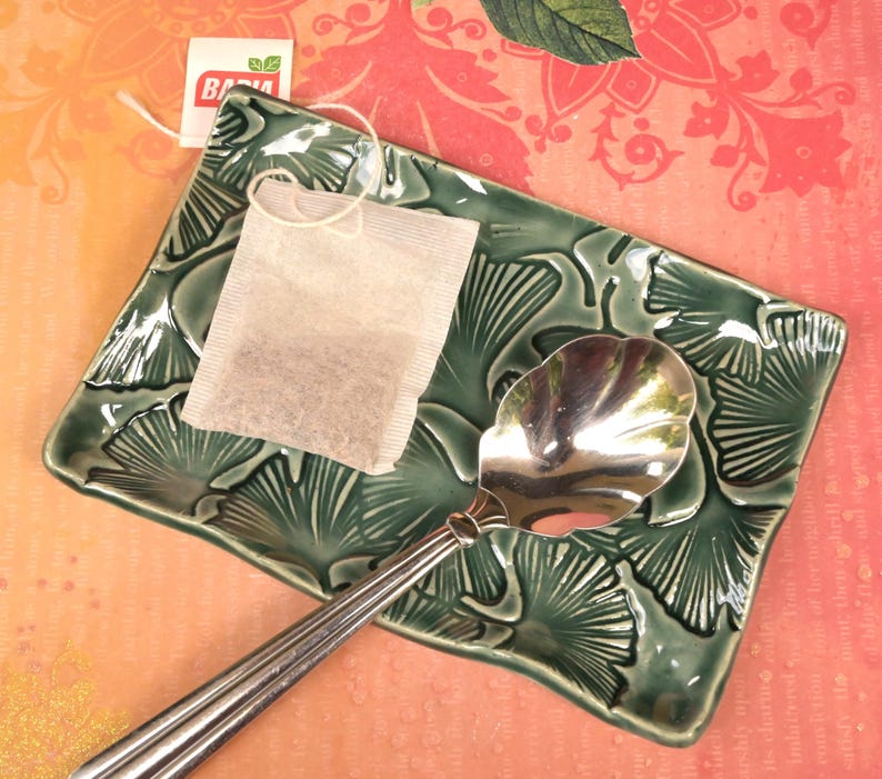 Gingko leaf soap holder. Soap dish. Gingko leaf spoon rest. Gingko leaf dish. Gingko leaf jewelry holder. Tea bag holder. Soap holder.