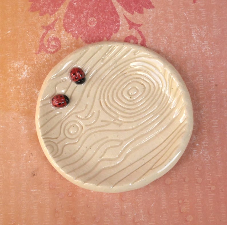 Ladybug ring holder. Tea bag rest. Teaspoon rest. Coffee spoon rest. Tea light holder. Trinket dish. Chopstick rest. Pill holder