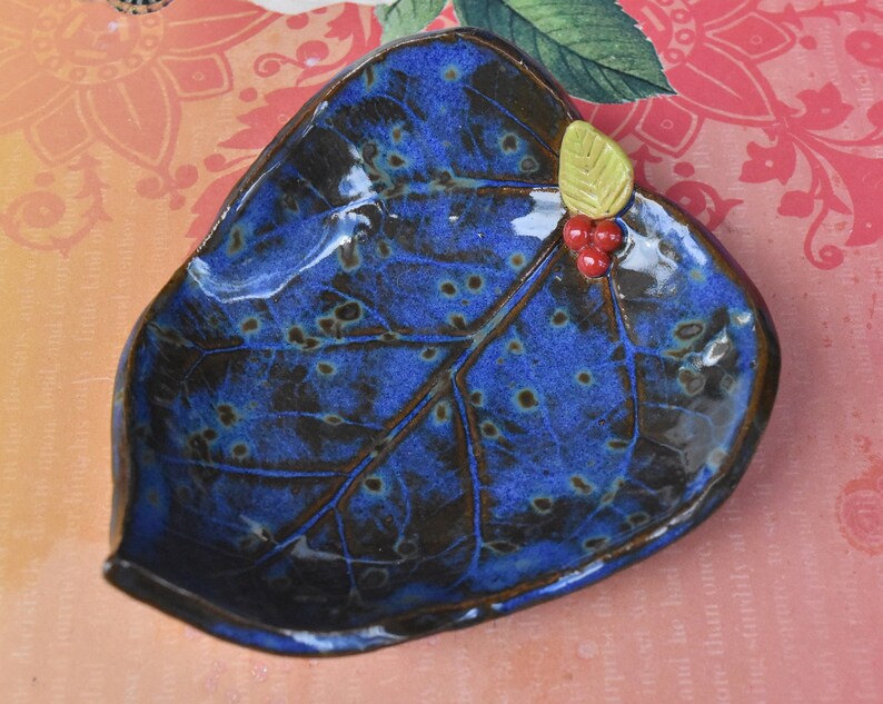 Leaf teaspoon rest. Tea bag rest. Ice cream bowl. Prep bowl. Leaf bowl. Leaf with cherries. Olive oil dipping dish. Ring and jewelry holder