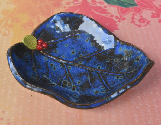 Leaf teaspoon rest. Tea bag rest. Ice cream bowl. Prep bowl. Leaf bowl. Leaf with cherries. Olive oil dipping dish. Ring and jewelry holder
