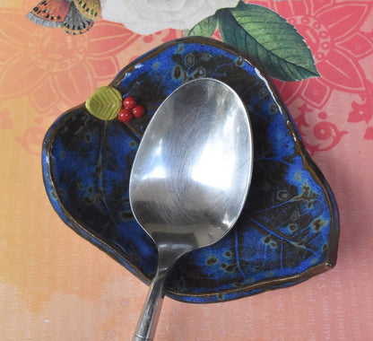 Leaf teaspoon rest. Tea bag rest. Ice cream bowl. Prep bowl. Leaf bowl. Leaf with cherries. Olive oil dipping dish. Ring and jewelry holder