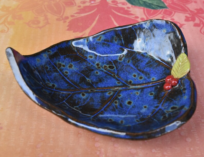 Leaf teaspoon rest. Tea bag rest. Ice cream bowl. Prep bowl. Leaf bowl. Leaf with cherries. Olive oil dipping dish. Ring and jewelry holder