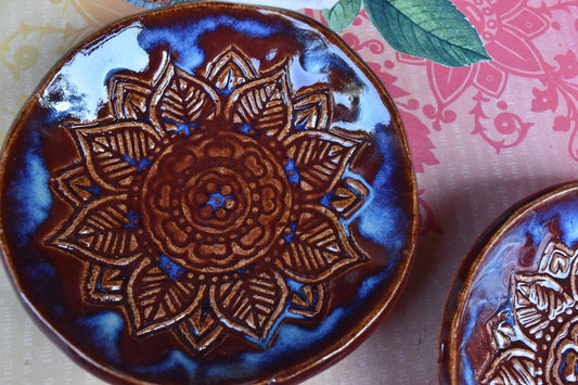 Mandala prep bowl dish. Ring holder. Soap holder. Sushi dipping bowl. Olive oil bowl. Mandala soap bowl. Trinket dish. Condiment bowl