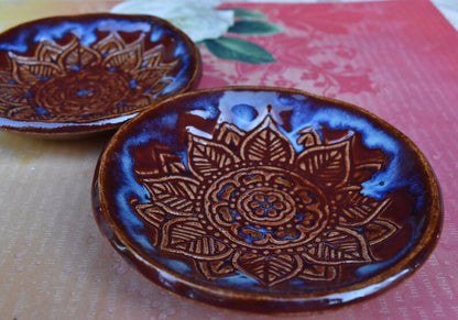 Mandala prep bowl dish. Ring holder. Soap holder. Sushi dipping bowl. Olive oil bowl. Mandala soap bowl. Trinket dish. Condiment bowl