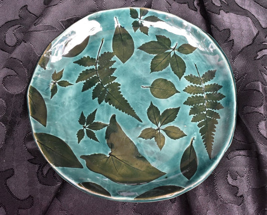 Ceramic leaf plate. Leaf tray. Dinner plate. Leaf platter. Cheese plate. Hand built stoneware leaf platter