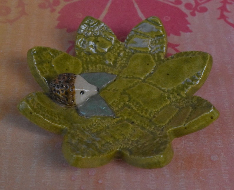 Ceramic ring holder. Hedgehog ring holder. Chopstick rest. Hedgehog chopstick holder. Teaspoon rest. Pill holder. Coffee spoon rest.