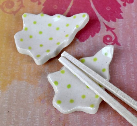 Tree chopstick rest. SET OF TWO. Teeny ring dish. Pill holder. Shower favors. Coffee spoon rest. Ring holder. Brush rest