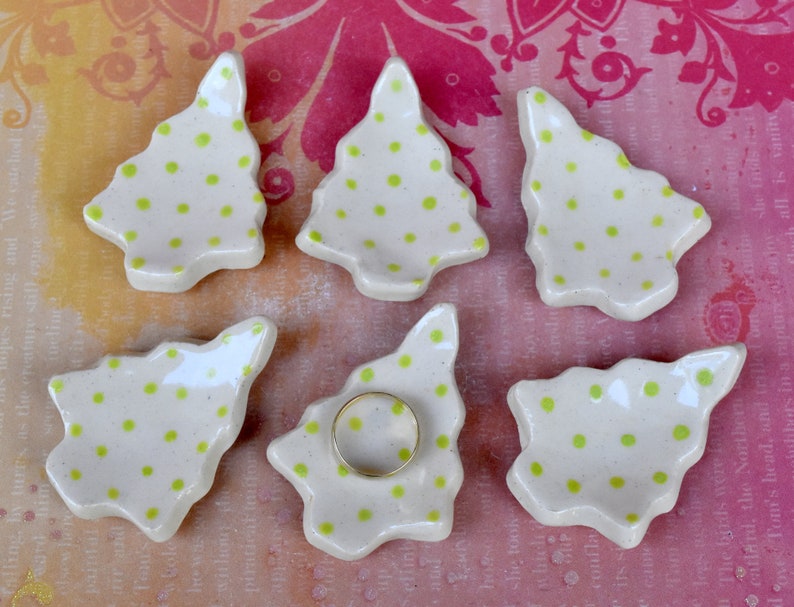Tree chopstick rest. SET OF TWO. Teeny ring dish. Pill holder. Shower favors. Coffee spoon rest. Ring holder. Brush rest
