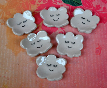 Cloud chopstick rest. Paint brush rest. Knife rest. Teeny tiny ring dish. Teaspoon rest. Smiling cloud. Shower favors. Pill holder.