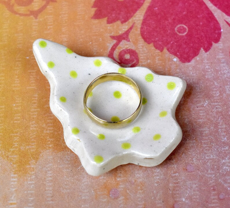 Tree chopstick rest. SET OF TWO. Teeny ring dish. Pill holder. Shower favors. Coffee spoon rest. Ring holder. Brush rest
