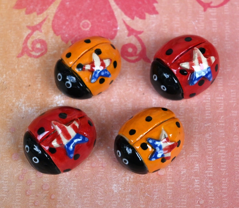 Miniature Ladybug figurine. ONE Red or orange Ladybug. Ceramic Ladybug. Miniature Ladybug. Terrarium decoration. Pot and planter decor