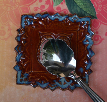 Owl trinket dish. Teaspoon rest. Tea bag rest. Spoon rest. Ring holder. Owl jewelry holder. Trinket dish. Tea light holder. Chopstick rest.