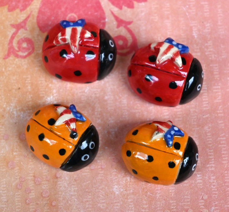Miniature Ladybug figurine. ONE Red or orange Ladybug. Ceramic Ladybug. Miniature Ladybug. Terrarium decoration. Pot and planter decor