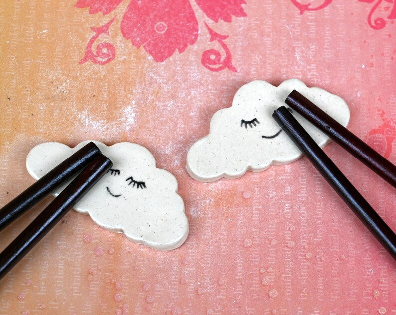 Cloud chopstick rest. Paint brush rest. Pen rest. Smiling cloud. Shower favors. Teeny one ring holder. Chopstick rest. Knife rest