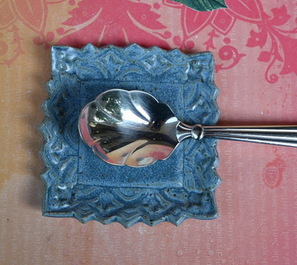 Bat teaspoon rest. Halloween jewelry holder. Tea light holder. Ring holder. Ceramic bat dish. Chopstick rest. Tea bag rest. Trinket dish.