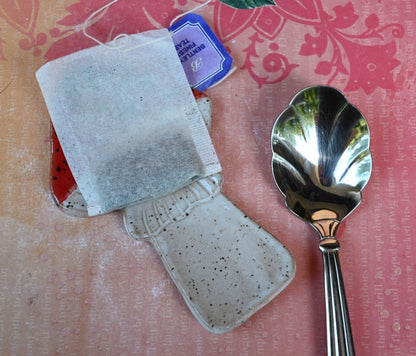 Mushroom teaspoon rest. Amanita mushroom tea bag rest. Blue Mushroom trinket dish. Mushroom ring holder. Ring holder. Coffee spoon rest.