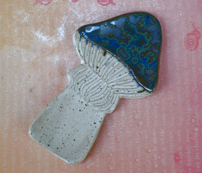 Mushroom teaspoon rest. Amanita mushroom tea bag rest. Blue Mushroom trinket dish. Mushroom ring holder. Ring holder. Coffee spoon rest.