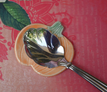 Halloween Teaspoon rest. Pumpkin ring holder. Coffee spoon rest. Chopstick rest. Trinket dish. Pill holder. Spooky tea light holder.