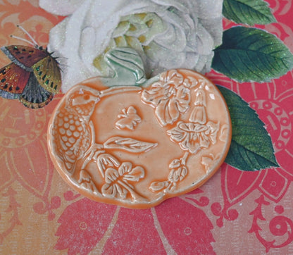 Hummingbird Pumpkin ring holder. Teaspoon rest. Chopstick rest. Tea light holder. Pill holder. Thanksgiving pumpkin trinket dish. Halloween