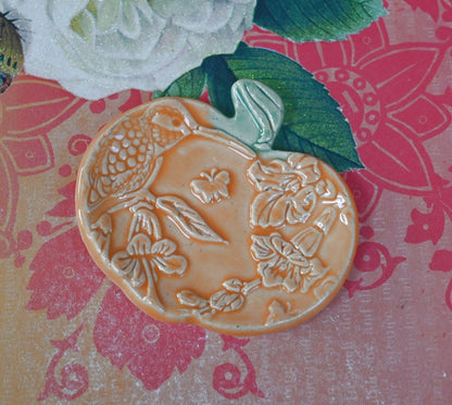 Hummingbird Pumpkin ring holder. Teaspoon rest. Chopstick rest. Tea light holder. Pill holder. Thanksgiving pumpkin trinket dish. Halloween