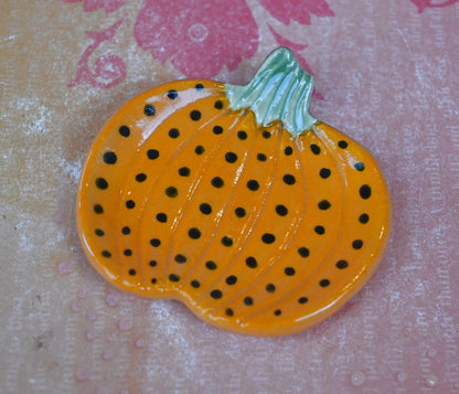 Pumpkin teaspoon rest. Ring holder. Polka dot pumpkin. Chopstick rest. Thanksgiving trinket dish. Pill holder. Tea light holder.