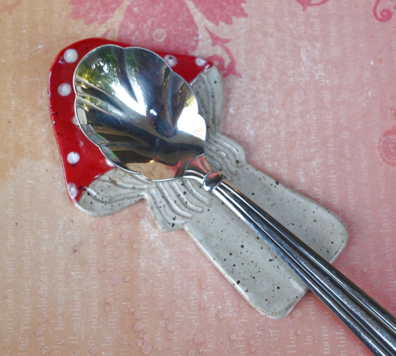 Mushroom teaspoon rest. Amanita mushroom tea bag rest. Mushroom trinket dish. Mushroom ring holder. Chopstick rest. Tea light holder