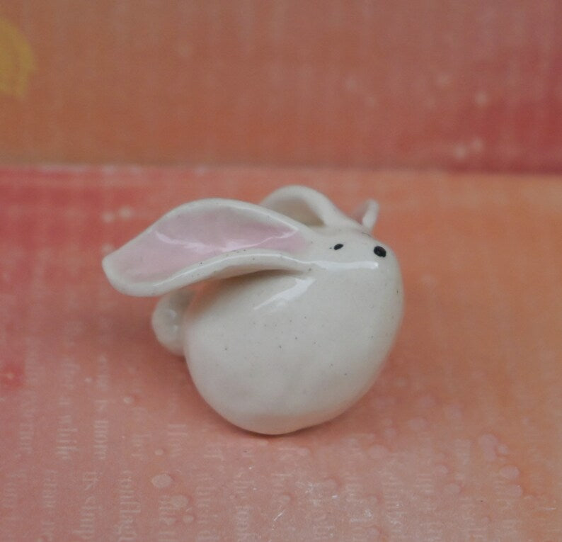 Bunny figurine. Ceramic rabbit. Miniature Bunny sculpture. Hand sculpted hand painted bunny rabbit. Terrarium figurine. Easter bunny