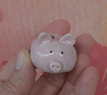 Ceramic Pig figurine. ONE Miniature piggy sculpture. Terrarium figurine. Handmade pig figurine. Spotted pig