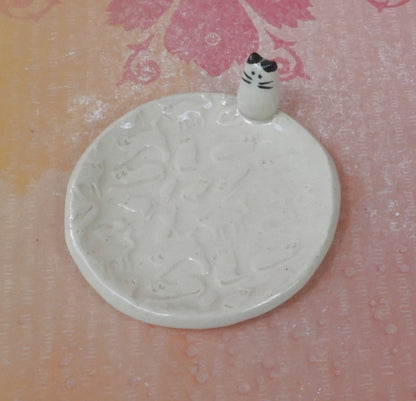Cat ring holder. Siamese cat tea bag holder. Coffee spoon rest. Kitties ring holder. Trinket dish with cat pattern. Tea bag rest. Kitties