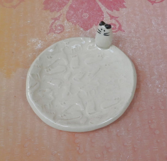 Cat ring holder. Siamese cat tea bag holder. Coffee spoon rest. Kitties ring holder. Trinket dish with cat pattern. Tea bag rest. Kitties