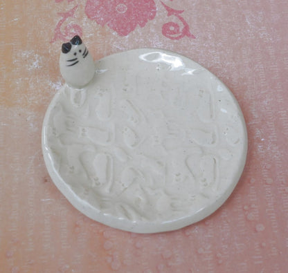 Cat ring holder. Siamese cat tea bag holder. Coffee spoon rest. Kitties ring holder. Trinket dish with cat pattern. Tea bag rest. Kitties