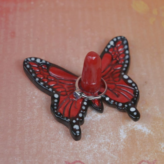 Butterfly ring holder. Monarch ring holder. Ceramic ring holder. Moth ring holder. Wedding ring holder. Butterfly ring storage