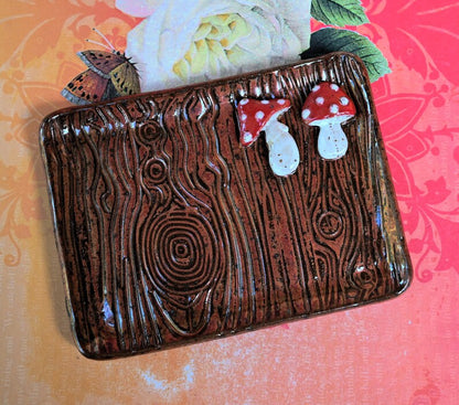 Amanita mushroom spoon rest. Tea bag rest. Mushroom tea bag rest. Jewelry holder. Soap holder. Valentine gift. Trinket dish.