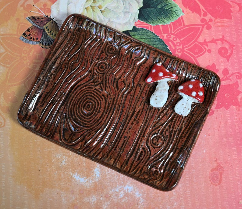 Amanita mushroom spoon rest. Tea bag rest. Mushroom tea bag rest. Jewelry holder. Soap holder. Valentine gift. Trinket dish.
