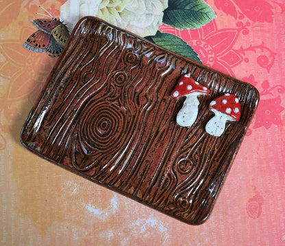 Amanita mushroom spoon rest. Tea bag rest. Mushroom tea bag rest. Jewelry holder. Soap holder. Valentine gift. Trinket dish.