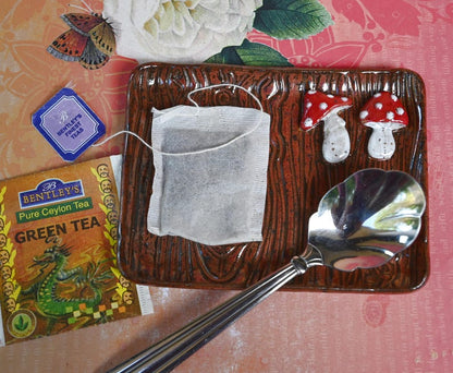 Amanita mushroom spoon rest. Tea bag rest. Mushroom tea bag rest. Jewelry holder. Soap holder. Valentine gift. Trinket dish.