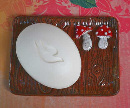 Amanita mushroom spoon rest. Tea bag rest. Mushroom tea bag rest. Jewelry holder. Soap holder. Valentine gift. Trinket dish.