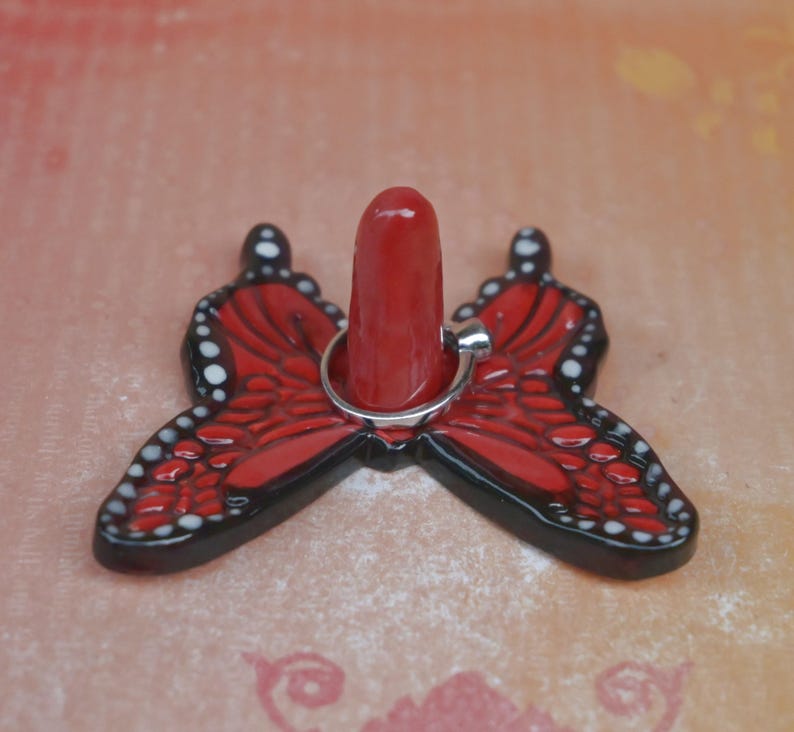 Butterfly ring holder. Monarch ring holder. Ceramic ring holder. Moth ring holder. Wedding ring holder. Butterfly ring storage