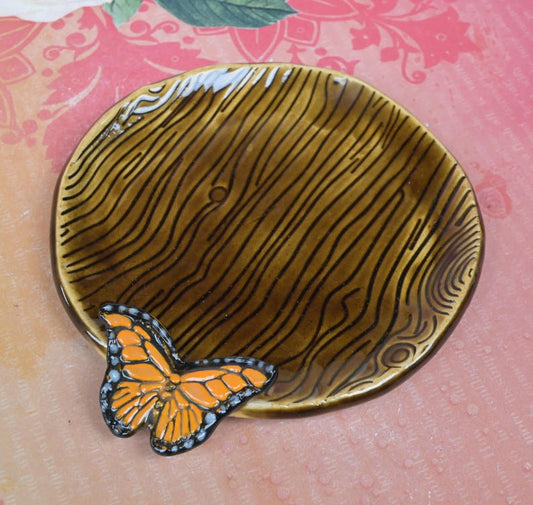 Monarch butterfly spoon rest. Ring holder. Teaspoon rest. Tea bag rest. Soap holder. Woodland ring holder. Butterfly plate. Trinket dish