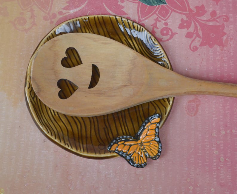 Monarch butterfly spoon rest. Ring holder. Teaspoon rest. Tea bag rest. Soap holder. Woodland ring holder. Butterfly plate. Trinket dish
