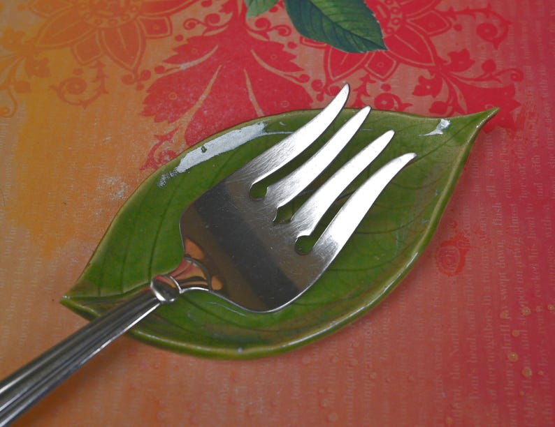 Ceramic leaf spoon rest. Sushi plate. Soap holder. Tea bag rest. Leaf tray. Leaf plate. Ring holder. Jewelry holder. Trinket dish