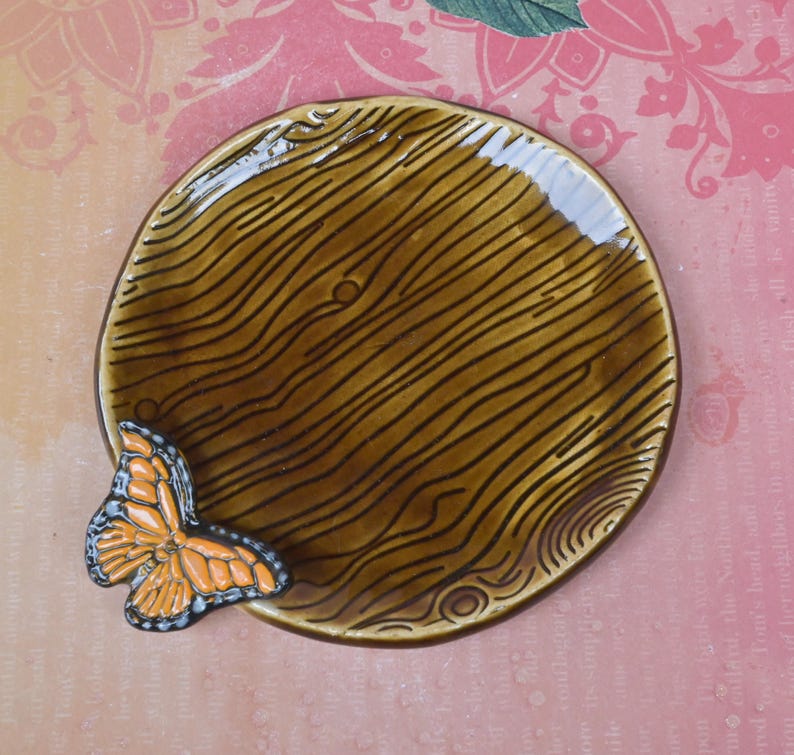 Monarch butterfly spoon rest. Ring holder. Teaspoon rest. Tea bag rest. Soap holder. Woodland ring holder. Butterfly plate. Trinket dish